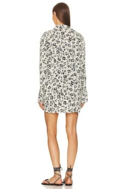 Marie Shirt Dress Natural Black Blooms 9 Marie Shirt Dress Natural Black Blooms -Camila coelho || FREE PEOPLE || Bardot Sales LOVF WD3729 V4