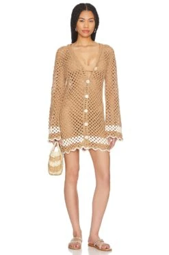 Lanita Crochet Mini Dress Ivory & Blush -Camila coelho || FREE PEOPLE || Bardot Sales LPAR WD738 V1