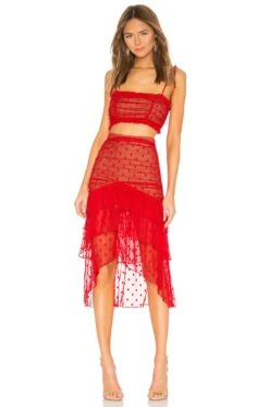 Heidi Skirt Red -Camila coelho || FREE PEOPLE || Bardot Sales MALR WQ91 V4