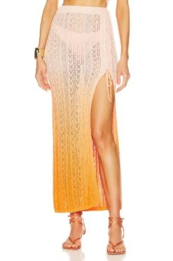 X REVOLVE Kenna Ombre Maxi Skirt Orange Ombre