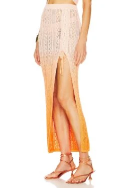 X REVOLVE Kenna Ombre Maxi Skirt Orange Ombre -Camila coelho || FREE PEOPLE || Bardot Sales MELR WQ81 V3