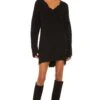 Evie Distressed Knit Mini Dress Black
