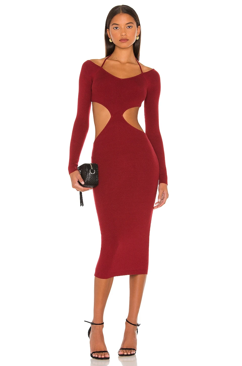 Yael Cut Out Halter Dress Dark Red 3 Yael Cut Out Halter Dress Dark Red
