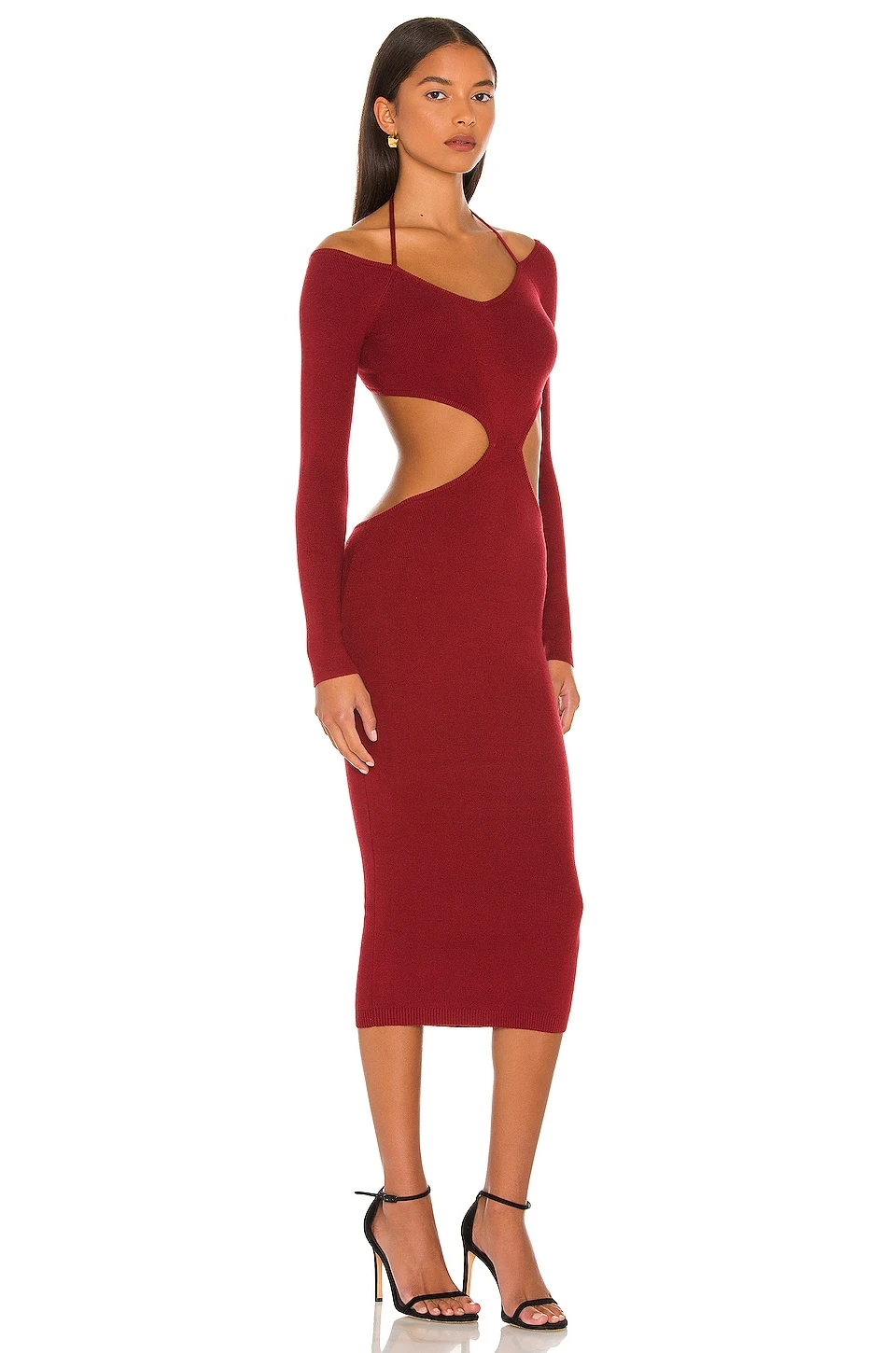 Yael Cut Out Halter Dress Dark Red 4 Yael Cut Out Halter Dress Dark Red - Image 2