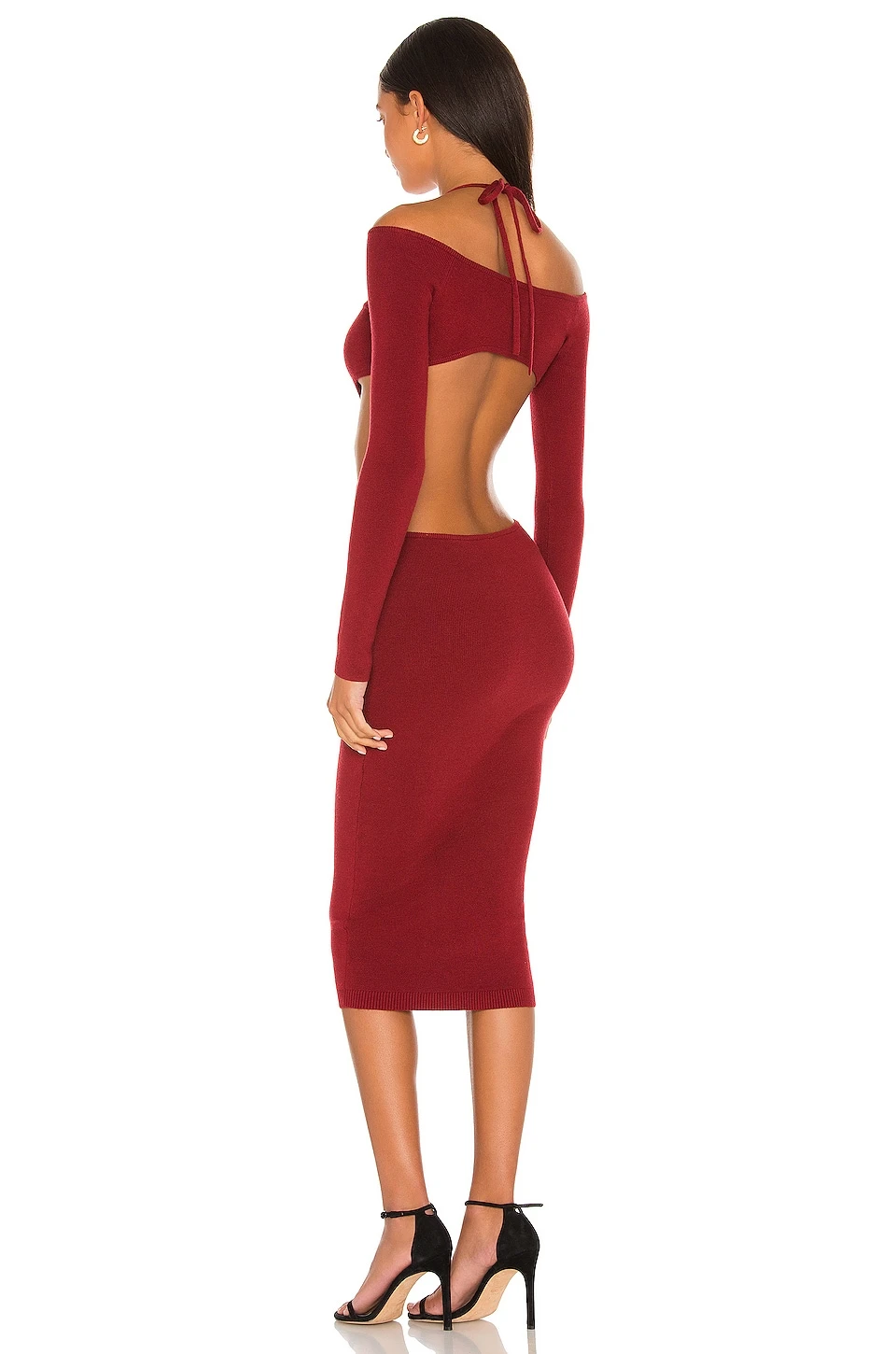 Yael Cut Out Halter Dress Dark Red 5 Yael Cut Out Halter Dress Dark Red - Image 3