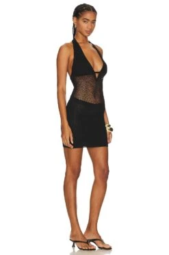 Nina Mixed Stitch Mini Dress Black 6 Nina Mixed Stitch Mini Dress Black -Camila coelho || FREE PEOPLE || Bardot Sales NBDR WD2963 V2