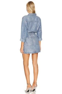 One Teaspoon Olivia Mini Denim Dress Metal Blue -Camila coelho || FREE PEOPLE || Bardot Sales ONET WD136 V3