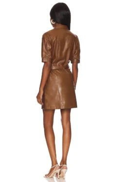 Paige Mayslie Faux Leather Dress Dark Argan -Camila coelho || FREE PEOPLE || Bardot Sales PAIG WD100 V3
