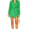 Mini Shirt Dress With Tie Kelly Green -Camila coelho || FREE PEOPLE || Bardot Sales PLUS WD1 V1
