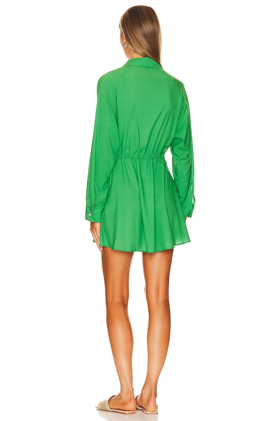 Mini Shirt Dress With Tie Kelly Green 5 Mini Shirt Dress With Tie Kelly Green - Image 3