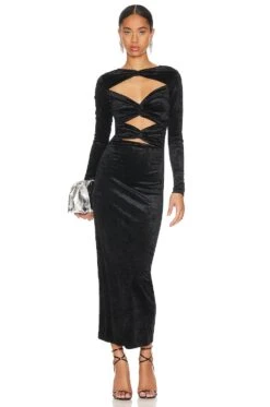 Normella Dress Crushed Velvet Black
