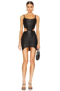 Benedita Corset Mini Skirt Black -Camila coelho || FREE PEOPLE || Bardot Sales RTAR WQ39 V4