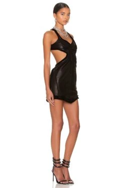 Open Seam Amfar Mini Dress Black Leather -Camila coelho || FREE PEOPLE || Bardot Sales SAMR WD10 V2