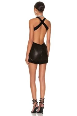 Open Seam Amfar Mini Dress Black Leather -Camila coelho || FREE PEOPLE || Bardot Sales SAMR WD10 V3