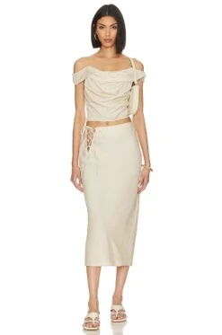 Song Of Style Noa Skirt Natural Beige -Camila coelho || FREE PEOPLE || Bardot Sales SOSR WQ59 V4
