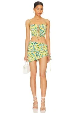 Kayla Mini Skirt Yellow Floral -Camila coelho || FREE PEOPLE || Bardot Sales SPDW WQ334 V5