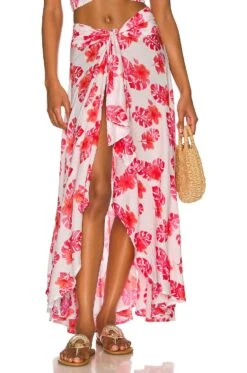 Azure Wrap Skirt Tahitian Hibiscus Pink
