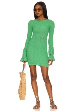 Maisa Crochet Mini Dress Kelly Green