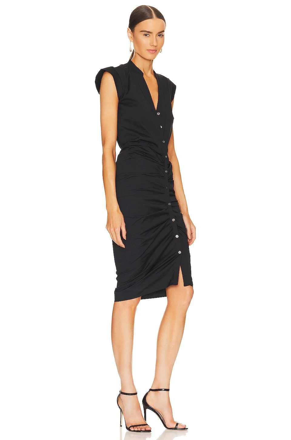 Veronica Beard Ruched Shirt Dress Black 4 Veronica Beard Ruched Shirt Dress Black - Image 2