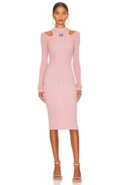Versace Jeans Couture Cut Out Midi Dress Rose