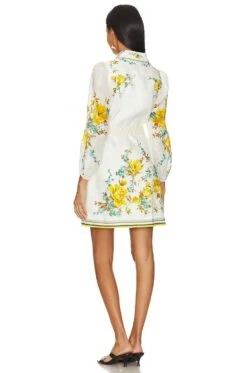 Zimmermann Halcyon Shirt Dress Blue & Yellow Floral -Camila coelho || FREE PEOPLE || Bardot Sales ZIMM WD417 V3